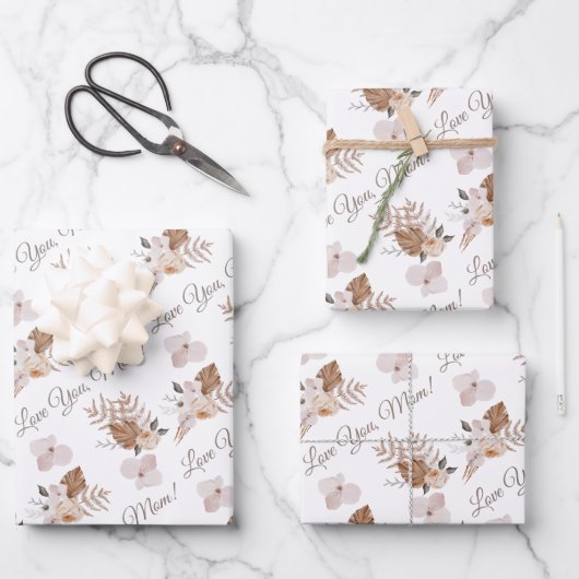 ラブユー母ラッピング紙フラットシートセット3 ラッピングペーパーシート (正面)