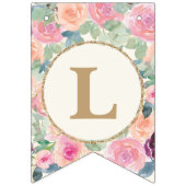 ラブユー永遠結婚の赤面ピンクセージグリーン バンティングフラッグ (第1の旗)