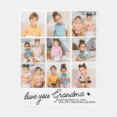 ラブユー祖母カスタムモダンシンプル9写真 フリースブランケット (正面)