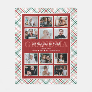 ラブユー祖母カスタム文字12 – フォトタータンチェック フリースブランケット