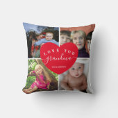 ラブユー祖母カスタム4フォトコラージュかわいいハート クッション (正面)