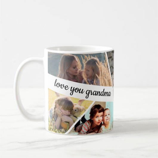 ラブユー祖母フォトコラージュ手書き文字 コーヒーマグカップ (左)