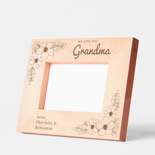 ラブユー祖母フローラパーソナライズされたウッド写真 レーザー彫刻フレーム (左)