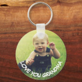 ラブユー祖母ベビー写真写真 キーホルダー (正面)