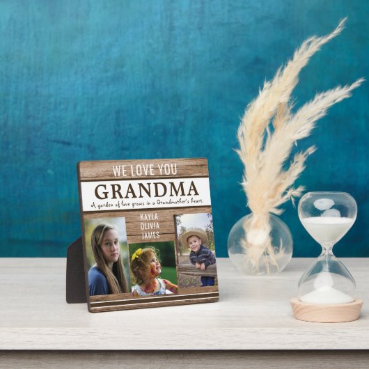 ラブユー祖母引用文素朴ウッドフォトコラージュ フォトプラーク (インサイチュ)