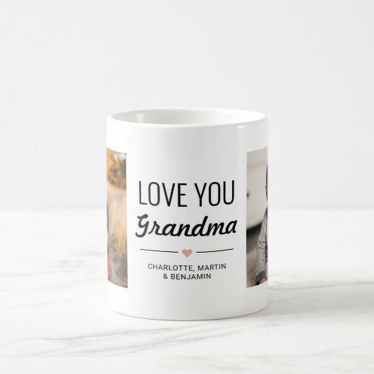 ラブユー祖母誕生日カスタム写真 コーヒーマグカップ (中央)