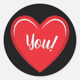 ラブユー赤いハートステッ無地のク ラウンドシール