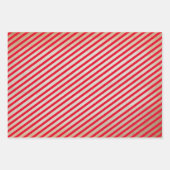 ラブユー赤いハートストライプオンクラフト紙 ラッピングペーパーシート (正面3)