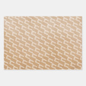 ラブユー赤いハートストライプオンクラフト紙 ラッピングペーパーシート (正面2)