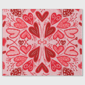 ラブユー赤いハートバレンタインギフト ラッピングペーパー (フラット)