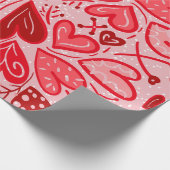 ラブユー赤いハートバレンタインギフト ラッピングペーパー (角)
