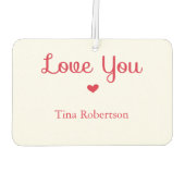 ラブユー赤いハートパーソナライズされた白 カーエアーフレッシュナー (裏面)