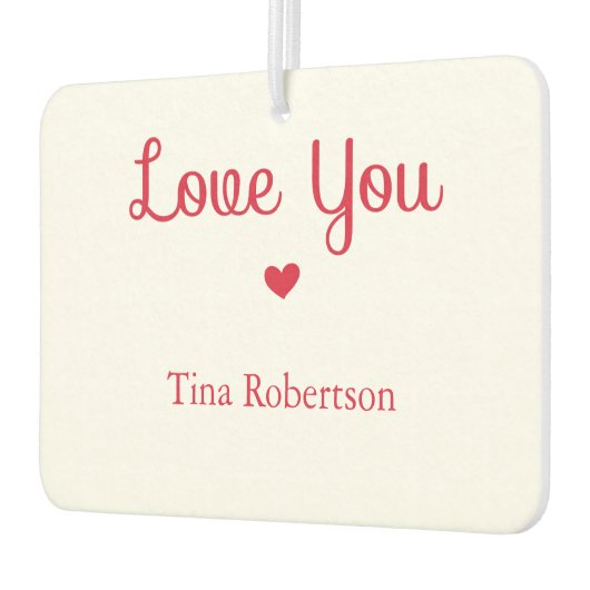 ラブユー赤いハートパーソナライズされた白 カーエアーフレッシュナー (左)