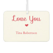 ラブユー赤いハートパーソナライズされた白 カーエアーフレッシュナー (正面)