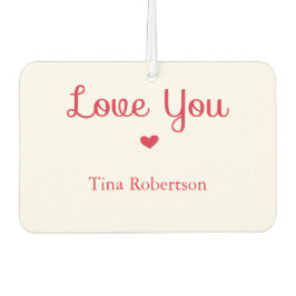 ラブユー赤いハートパーソナライズされた白 カーエアーフレッシュナー