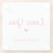 ラブユー赤いハートパーソナライズされた白 ガラスコースター (裏面)