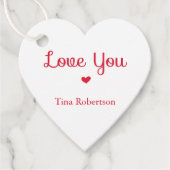 ラブユー赤いハートパーソナライズされた白 フェイバータグ (正面)