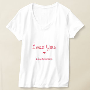 ラブユー赤いハートパーソナライズされた白 Tシャツ