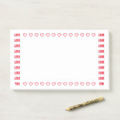 ラブユー赤いハートロマンティックノートテンプレート ポストイット (デスク)