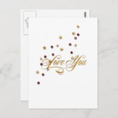 ラブユー金ゴールドグリッター ポストカード (正面/裏面)