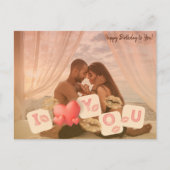 ラブユー金ゴールドリップ写真夫ロマンチック誕生日 ポストカード (正面)