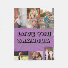 ラブユー7写真カスタム紫 フリースブランケット