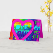 ラブユー エレクトリック カラー ポップアート グリーティング カード (黄色い花)