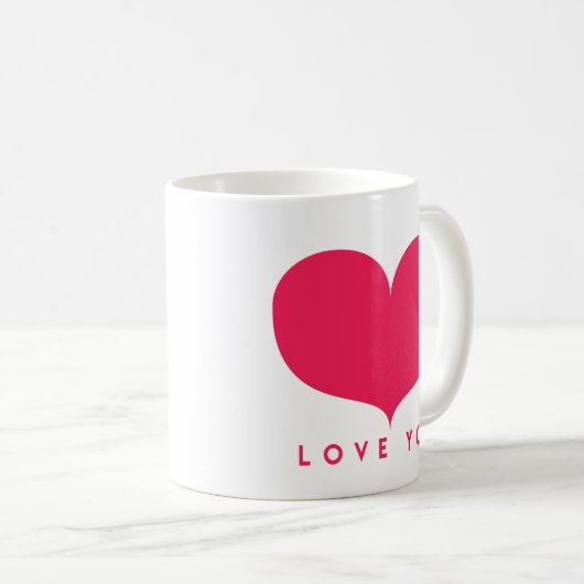 ラブユー – ビッグピンクハートマグカップ コーヒーマグカップ (正面右)