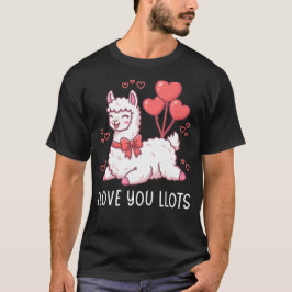 ラブユー・ロッツ - かわいいラマのバレンタイン Tシャツ
