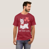 ラブユー・ロッツ - かわいいラマのバレンタイン Tシャツ (正面フル)