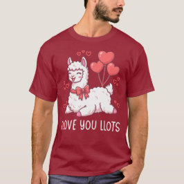 ラブユー・ロッツ - かわいいラマのバレンタイン Tシャツ
