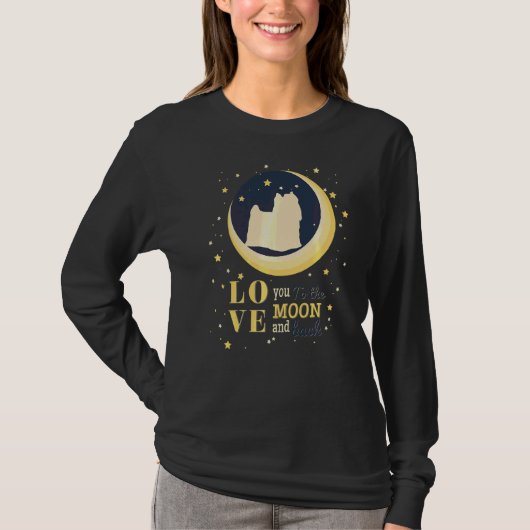 ラブヨークシャーテリア犬を月に Tシャツ (正面)