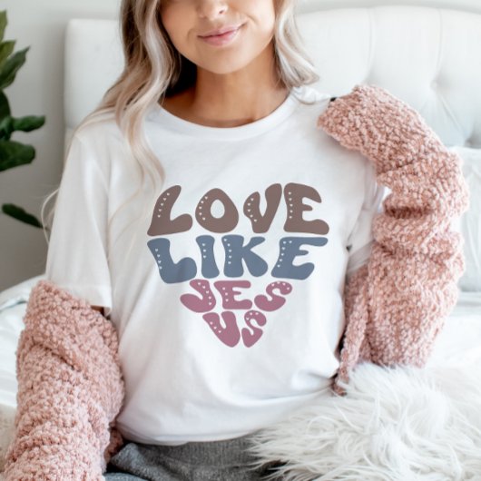 ラブライクイエズクリスチャン信仰レトロハート Tシャツ