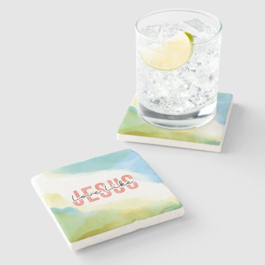 ラブライクイエズクリスチャン感動的引用文 ストーンコースター (横)