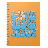 ラブライクイエズブルーレトロデイジーかわいいクリスチャン ノートブック (正面)