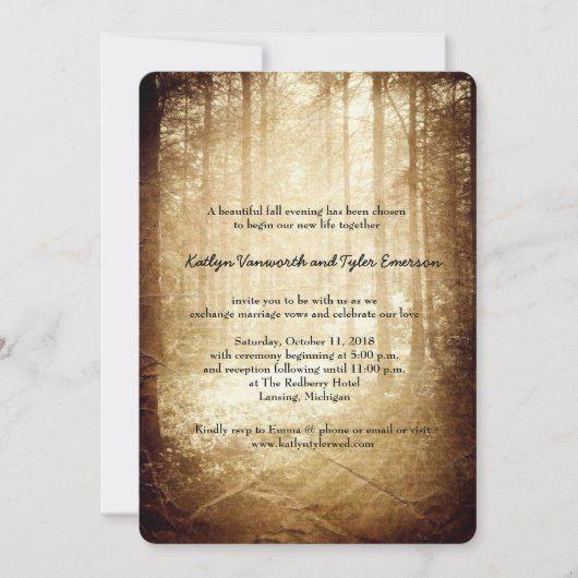 ラブライトシンインヴィンテージレトロ秋の結婚式 招待状 (正面)