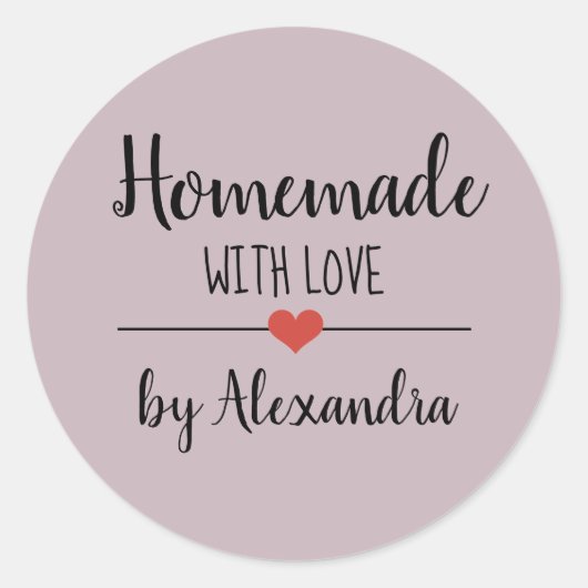 ラブライトパープルスクリプト付き手作りカスタム ラウンドシール (正面)