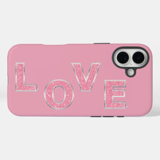 ラブライトピンクグリッター Case-Mate iPhoneケース (裏面 (横))