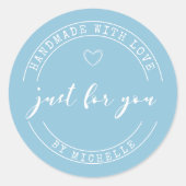 ラブライトブルーのステッカーで手作りパーソナライズされた。 ラウンドシール (正面)