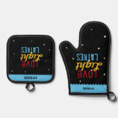 ラブライトラッカーハヌカおもしろいヘブライ語の名前 鍋つかみ&鍋敷きセット (正面)