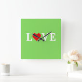 ラブライムグリーンモダン スクエア壁時計 (ホーム)