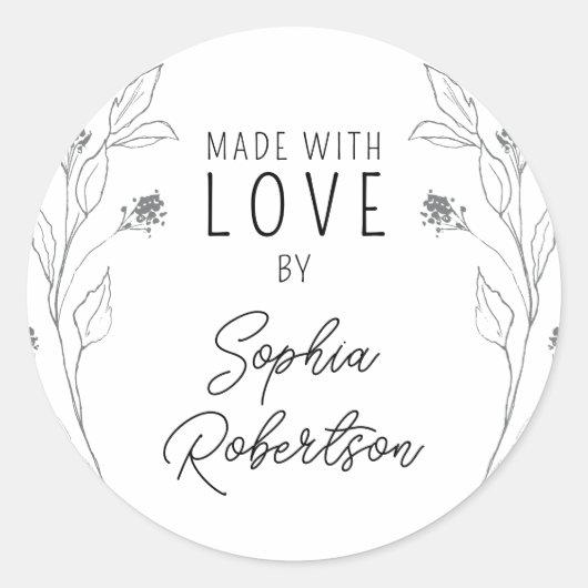 ラブラインアートパーソナライズされたフローラ教室で作る ラウンドシール (正面)