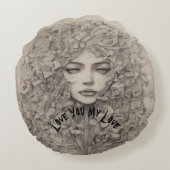 ラブラグジュアリーユニークリビングラウンドピローズ ラウンドクッション (裏面)