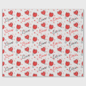 ラブラッピング紙とハート ラッピングペーパー (フラット)
