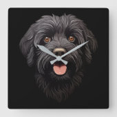 ラブラドゥルブラックドッグ スクエア壁時計 (正面)