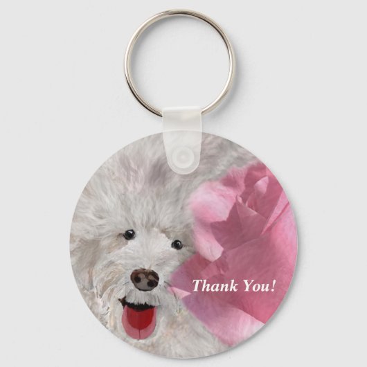 ラブラドゥードルとローズに感謝  キーホルダー (正面)