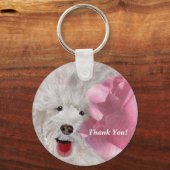 ラブラドゥードルとローズに感謝  キーホルダー (正面)