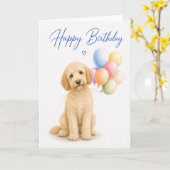 ラブラドゥードルの誕生日 カード (黄色い花)