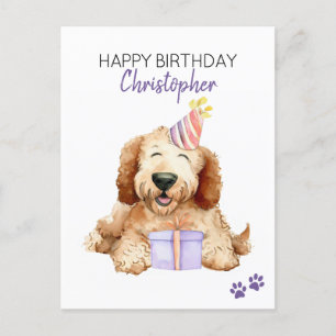 ラブラドゥードル犬のオリジナル誕生日カード ポストカード
