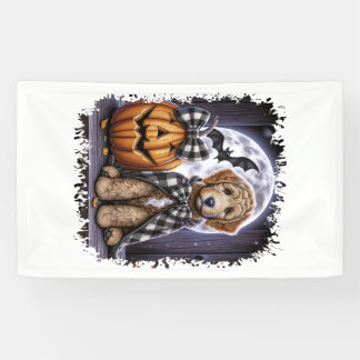 ラブラドゥードル犬のハロウィンスクエア 横断幕